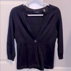 Context Black 3/4 sleeve one-button cardigan
